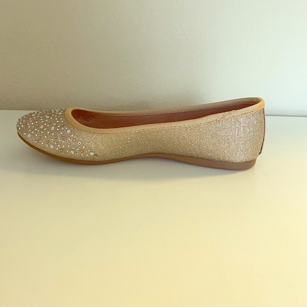Gold glitter ballerina flats